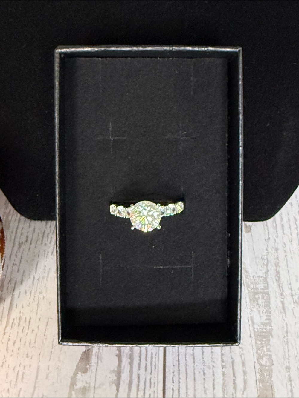 Sparkling Round-Cut Crystal Ring in Iridescent White